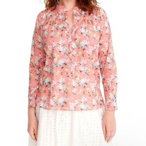 J.Crew Liberty Fabric Womens 4 Josephine Floral Ruffle Popover Shirt L0607